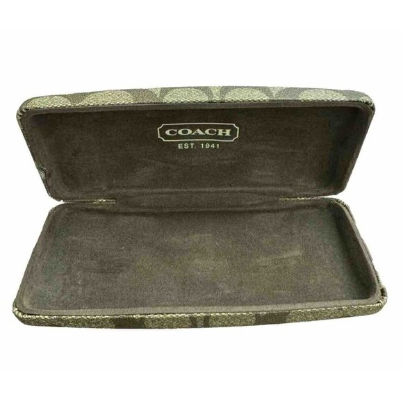 Coach Hard Shell Eye Glass Case Signature Brown Logo 6.25" x 2.75" x 1.5" - Picture 6 of 7